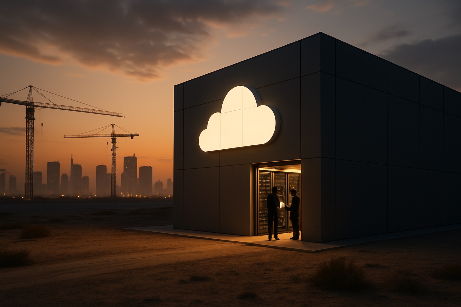 Modern data centre in Middle East desert setting