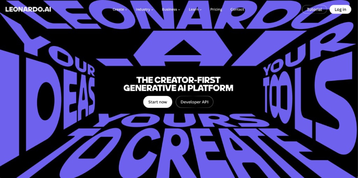 Leonardo.Ai creator-first generative AI platform homepage for image and creative production